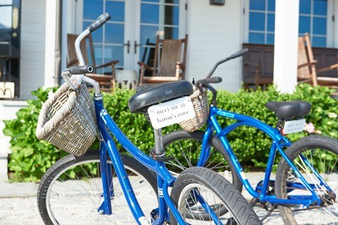 bicycles outside the entrance of Baron's Cove