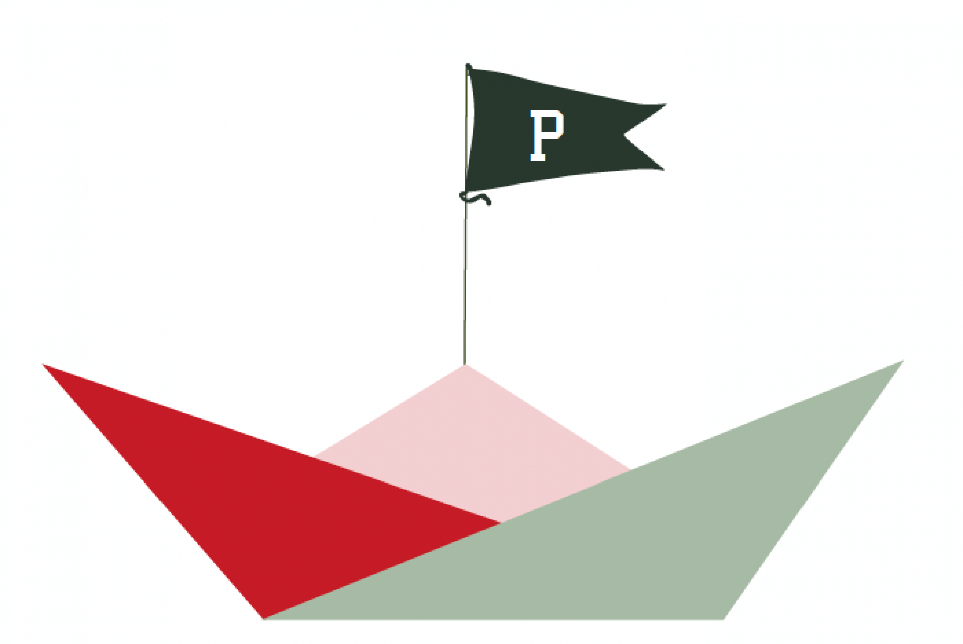 red, pink and green paper boat