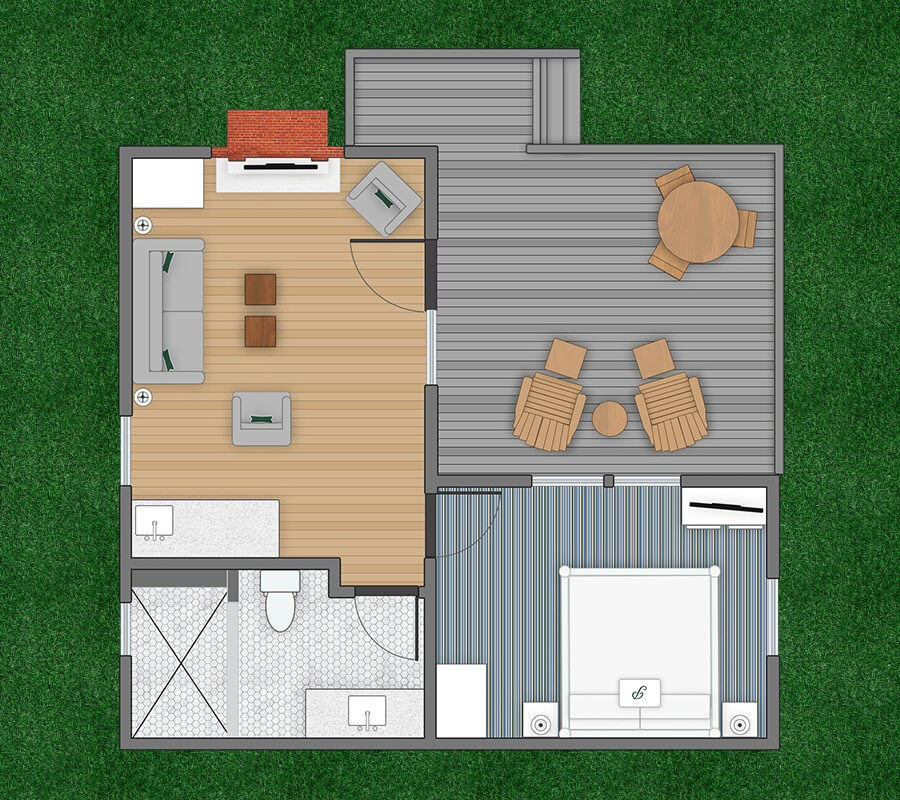 floor plan of Pridwin guest accommodations