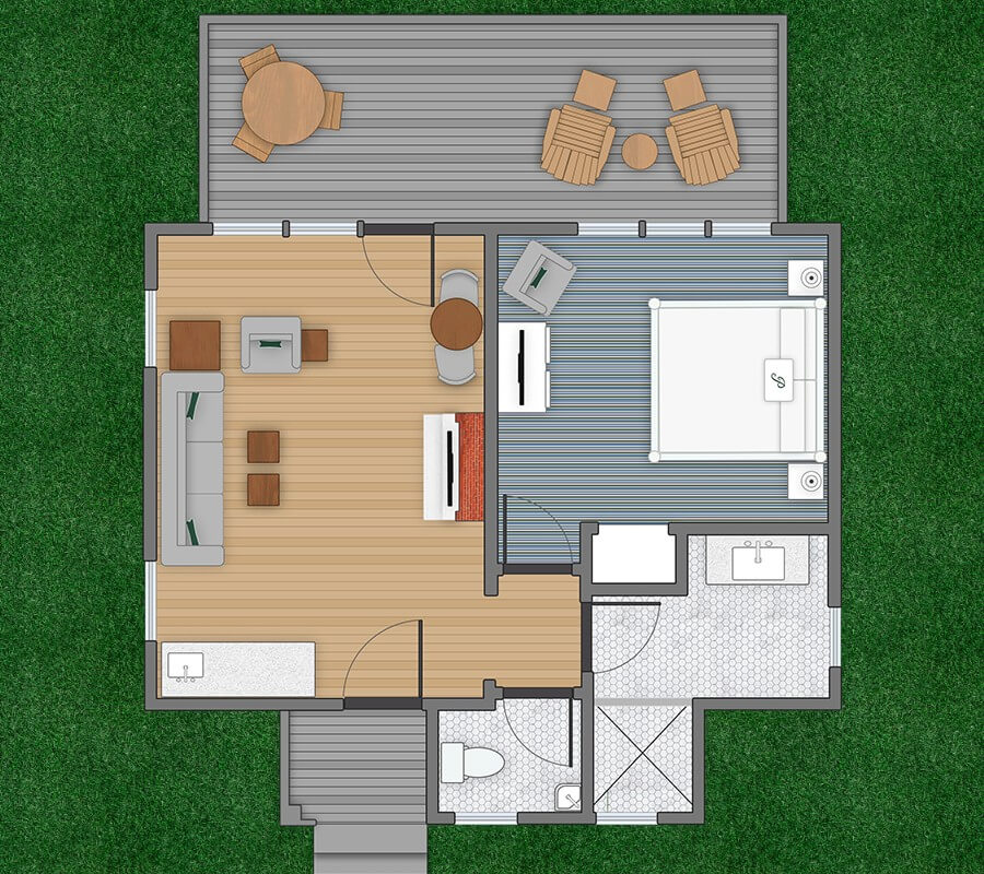 floor plan of Pridwin guest accommodations
